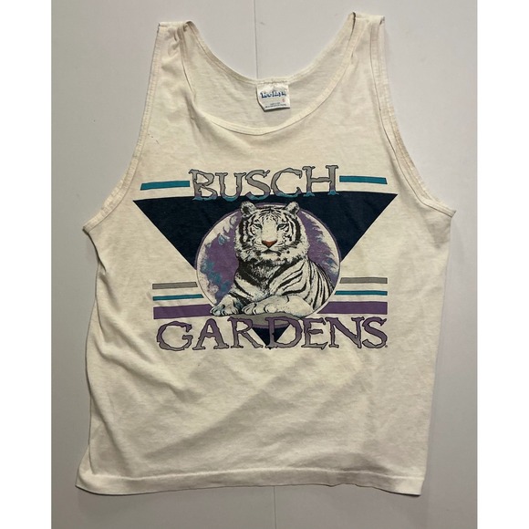 Tee Jays Other - VTG USA Single Stitch Busch Gardens White Tiger Tank Top Grunge Distressed S